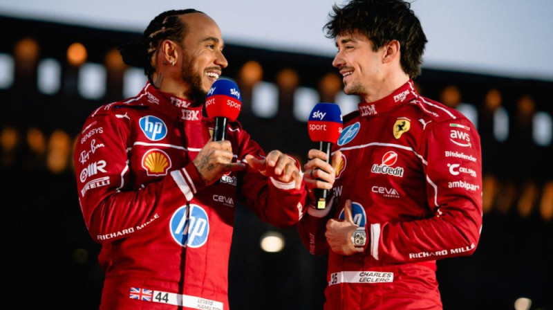 Lūiss Hamiltons un Šarls Leklērs. Foto: Motorsport.com