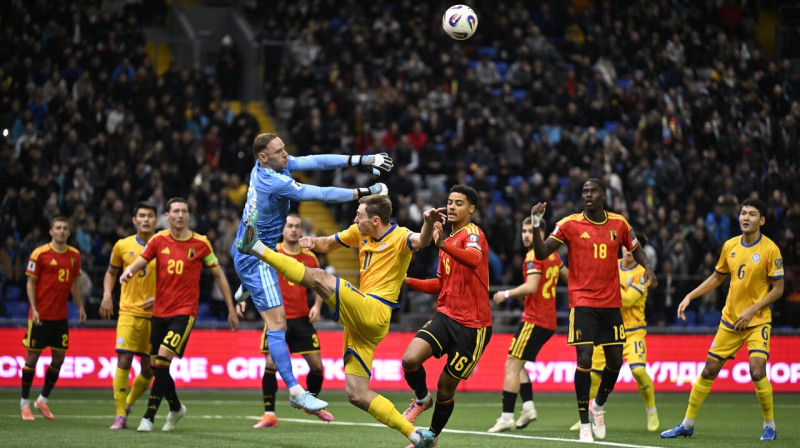Mirklis no Kazahstānas un Beļģijas valstsvienību cīņas Astanā. Foto: Jan de Meuleneir/Imago Images/Scanpix