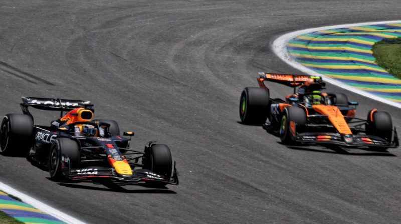 Makss Verstapens un Lando Noriss. Foto: Motorsport.com