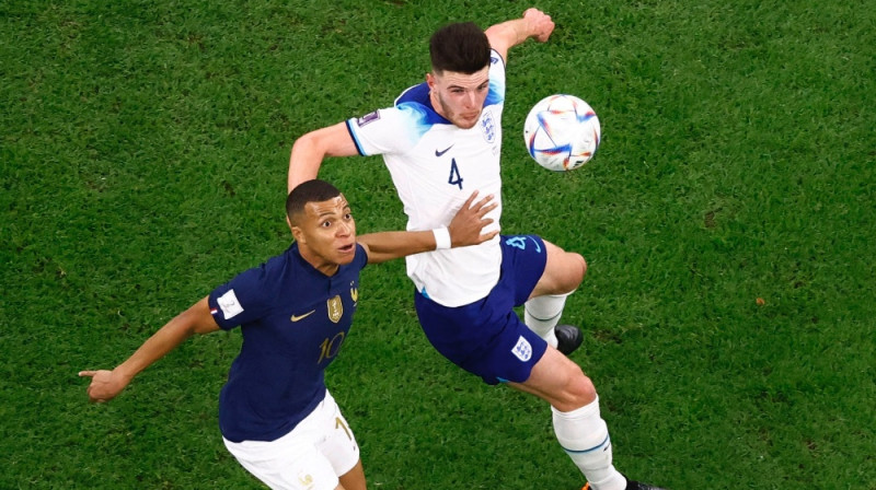 Kiljans Mbapē un Deklans Raiss. Foto: Reuters/Scanpix