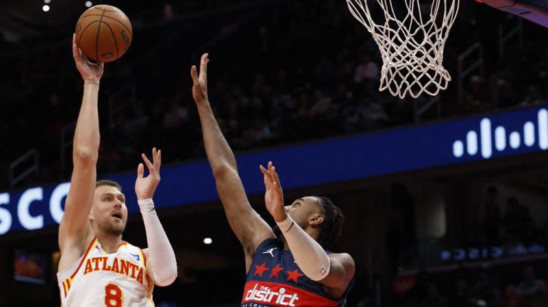 Kristaps Porziņģis uzbrukumā. Foto. AP. Scanpix