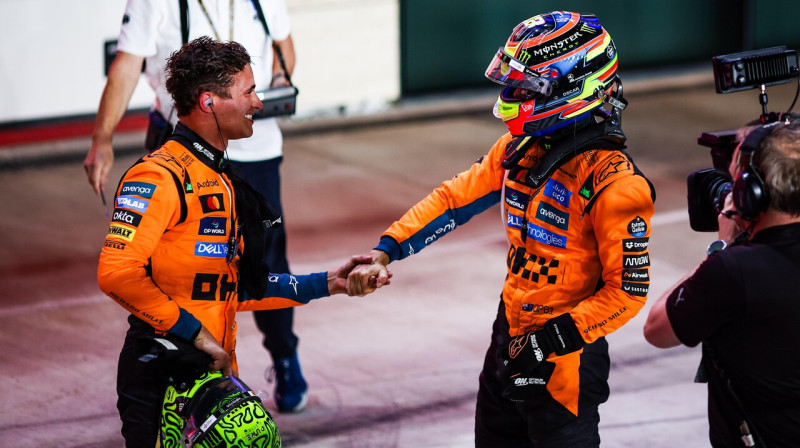 "McLaren" piloti Lando Noriss un Oskars Piastri. Foto: Eric Alonso/PsnewZ/Scanpix