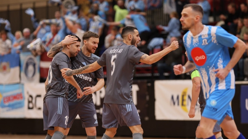 "Riga" atzīmē vārtu guvumu. Foto: Riga Futsal Club