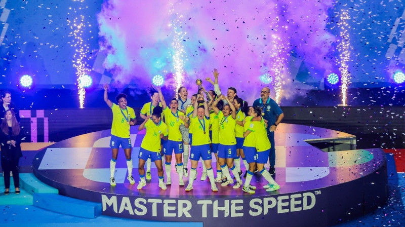 Brazīlijas telpu futbolistes. Foto: ZUMAPRESS/Scanpix