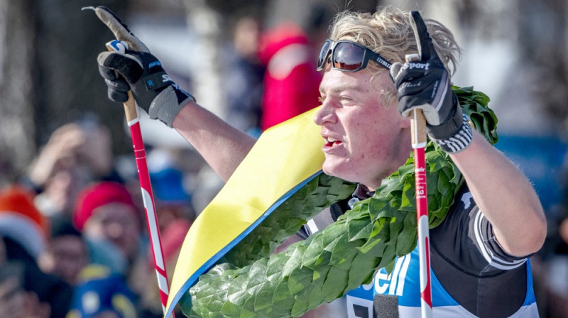 Alvars Mīlbeks pēc uzvaras Vasaloppet. Foto: vasaloppet.se