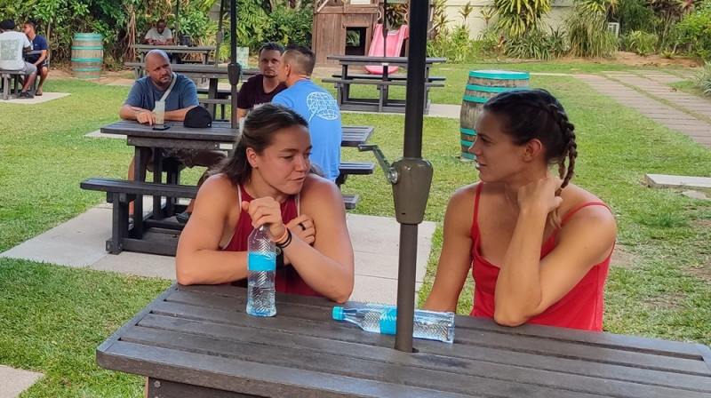 Emija van Drīla un Tīna Graudiņa. Foto: Seychelles Beach Volleyball Exhibition Cup 2025