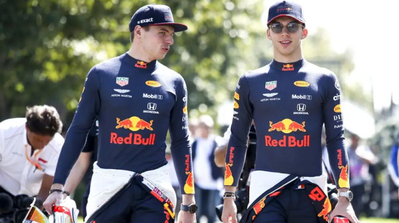 Makss Verstapens un Pjērs Gaslī 2019. gadā. Foto: Motorsport.com