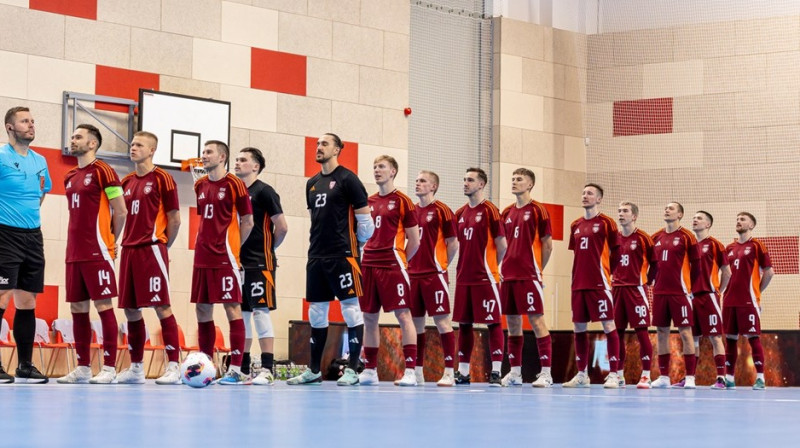 Latvijas telpu futbola izlase. Foto: LFF