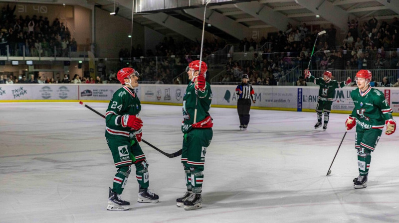 Pēc Ņikitas Jevpalova vārtu guvuma. Foto: Anglet Hormadi Pays Basque