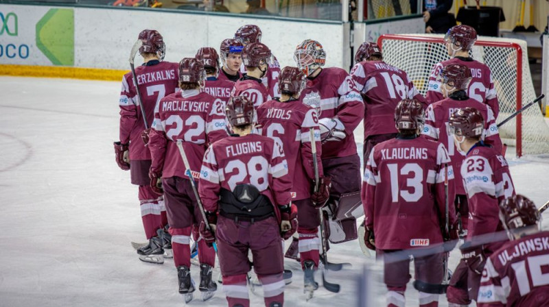 Latvijas U20 izlases hokejisti Foto: LHF