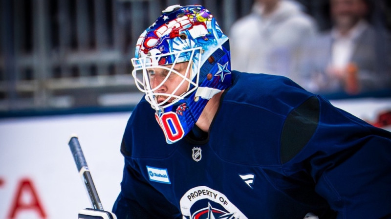 Elvis Merzļikins. Foto: Columbus Blue Jackets