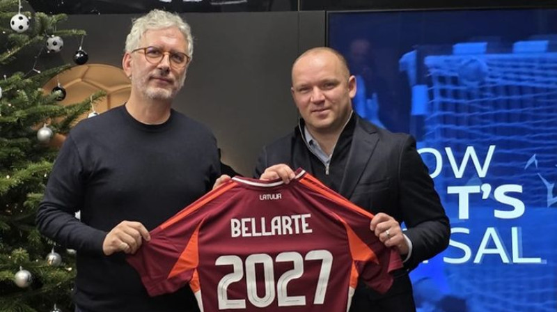 Masimiljāno Bellarte un Vadims Ļašenko. Foto: LFF