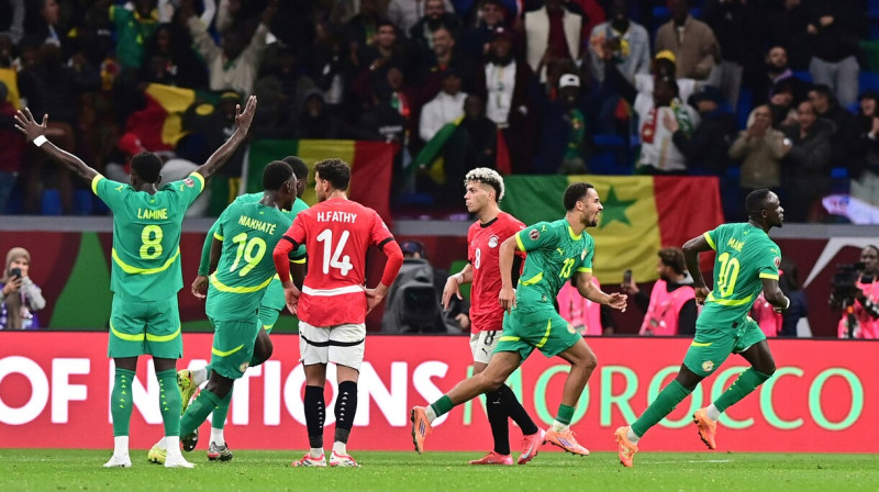 Mirklis pēc senegālieša Sadio Manē vārtu guvuma Āfrikas Nāciju kausa pusfinālā Tanžerā. Foto: Mohamed Bounaji/AP/Scanpix