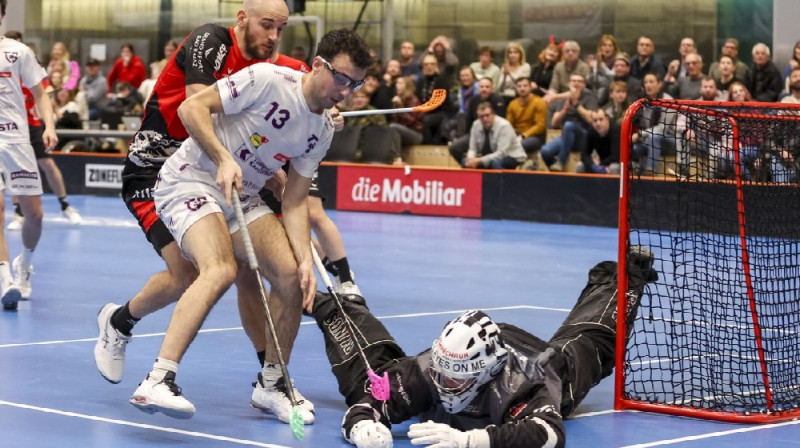 Pablo Marioti sekmēja "Floorball Thurgau" uzvaru pār "aligatoriem", foto: Erwin Keller