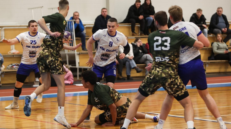 Moments no spēles starp komandām "ASK/MSĢ II" un "HK Ogre". Foto: Ritvars Raits