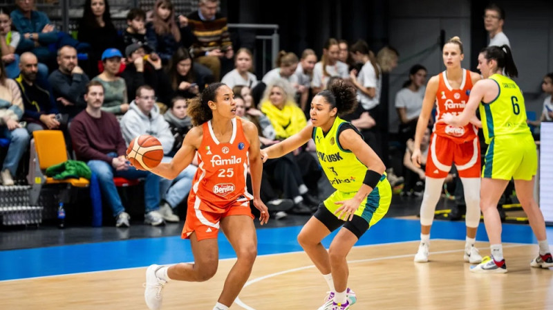 Kitija Laksa 2026. gada 28. janvārī Prāgā. Foto: EuroLeague Women