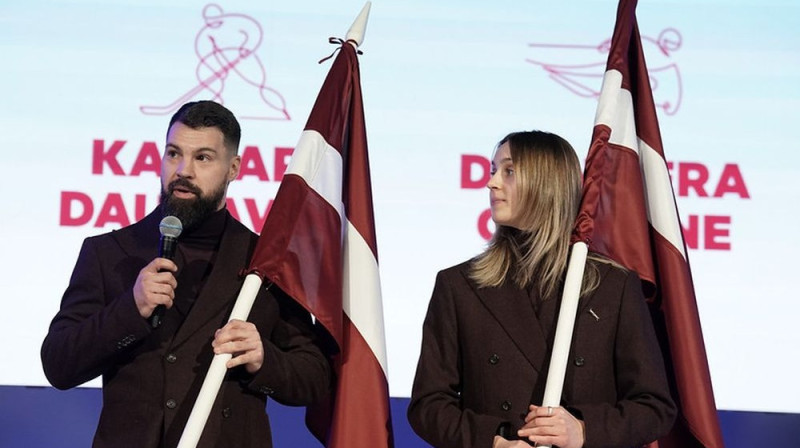 Kaspars Daugaviņš un Dženifera Ģērmane Foto: Latvijas Olimpiskā komiteja