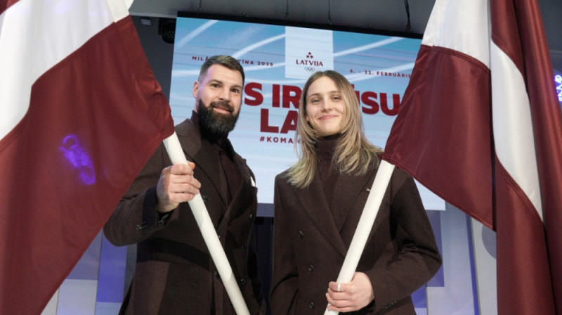 Dženifera Ģērmane un Kaspars Daugaviņš. Foto: Romāns Kokšarovs/LOK
