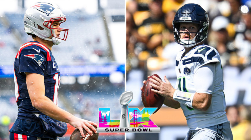 Dreiks Mejs un Sems Dārnolds. Foto: New England Patriots/Seattle Seahawks