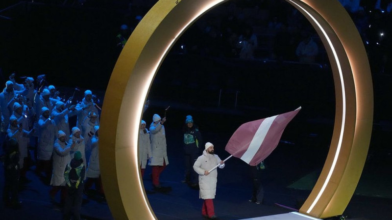 Latvijas olimpiskā delegācija Milānā Foto: Romāns Kokšarovs/LOK