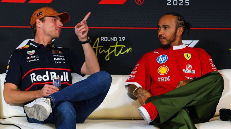 Makss Verstapens un Lūiss Hamiltons. Foto: Motorsport.com