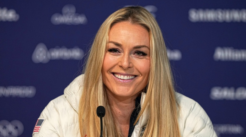 Lindsija Vona preses konferencē 2026. gada 3. februārī. Foto: AP/Scanpix