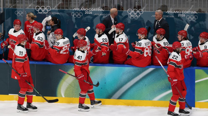 Dānijas hokeja izlase. Foto: Romāns Kokšarovs/LOK
