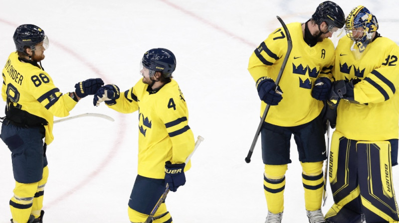Viljams Nīlanders, Ramuss Andersons, Viktors Hēdmans un Fīlips Gustavsons. Foto: Reuters/Scanpix