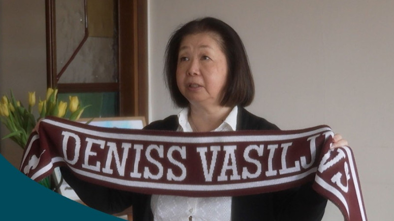 Denisa Vasiļjeva fane Akiko Kobajaši. Foto: LTV Sporta studija