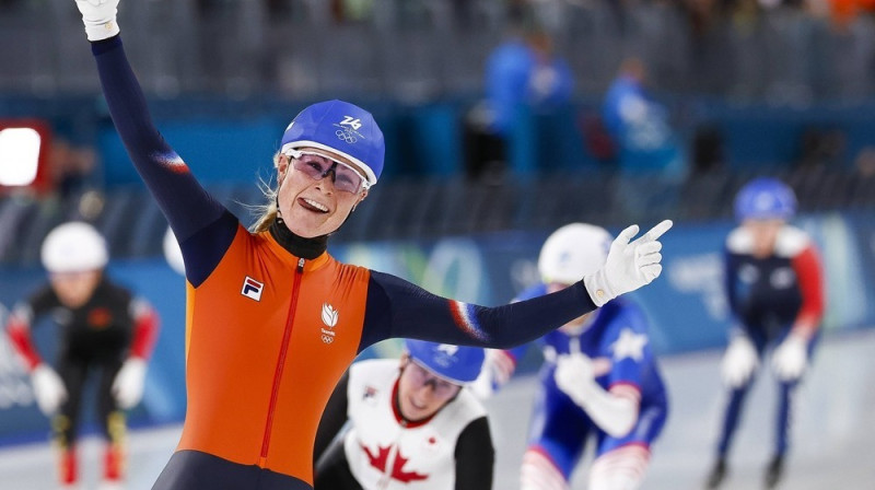 Ātrslidotāja Maraike Grūnevauda kļuva par olimpisko čempioni. Foto: IMAGO/Pro Shots/Scanpix