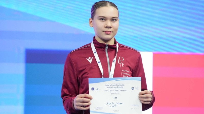 Vēsturisko bronzu izcīnījusī Liene Ābele. Foto: LPF.