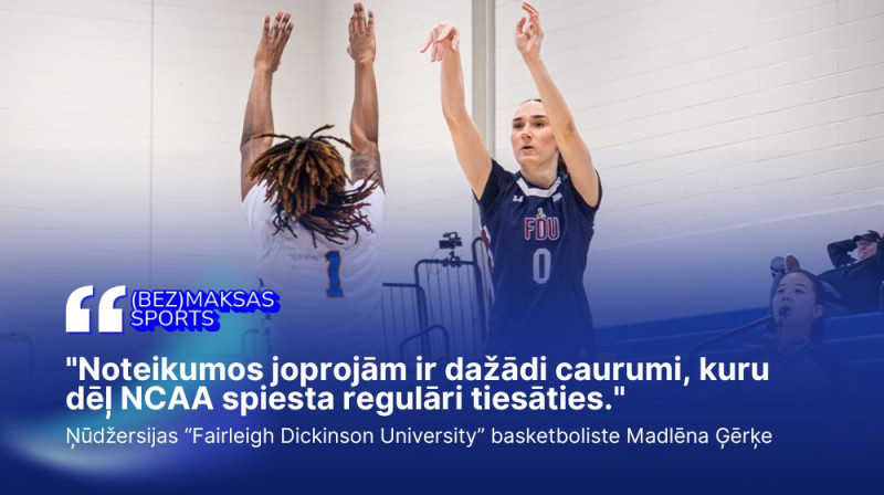 Madlēna Ģērķe metienā Foto: FDU WBB