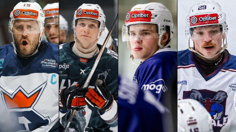 Mārtiņš Karsums, Dāniels Andersons, Jānis Zemītis, Rihards Marenis. Foto: LHF/Liepājas HK/HK Mogo