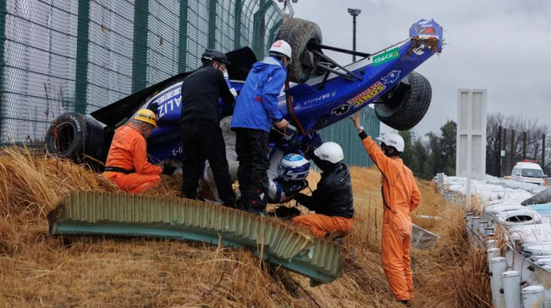 Luka Brauninga mašīna pēc avārijas. Foto: Motorsport.com