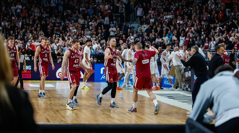 Latvijas izlases basketbolisti. Foto: Andris Grīnbergs/Flickr