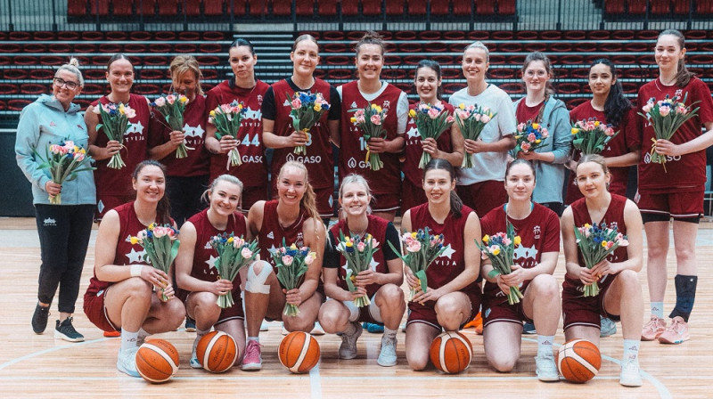 Latvijas sieviešu basketbola valstsvienība 2026. gada 8. martā. Foto: LBS