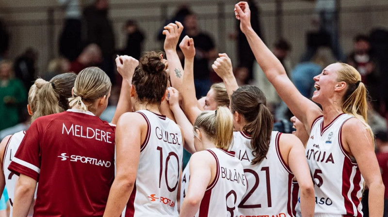 Latvijas basketbolistes 2026. gada 11. martā. Foto: Mikus Kļaviņš