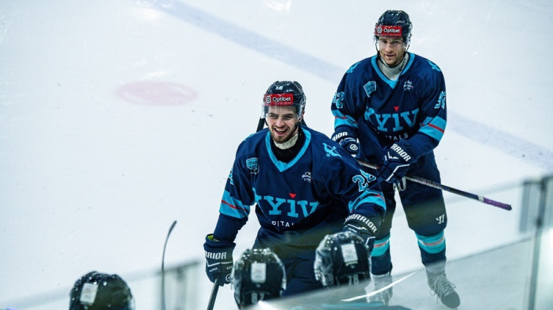 Kijivas "Capitals" hokejisti svin vārtu guvumu. Foto: Kyiv Capitals