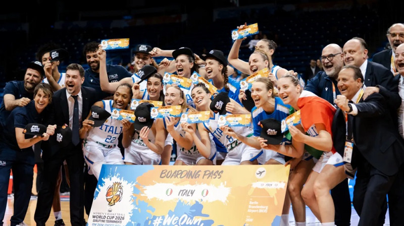 Itālijas basketbolistes 2026. gada 15. martā Sanhuanā. Foto: FIBA
