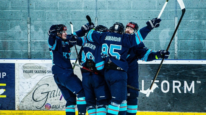 Kijivas "Capitals" hokejisti svin vārtu guvumu. Foto: HC Kyiv Capitals