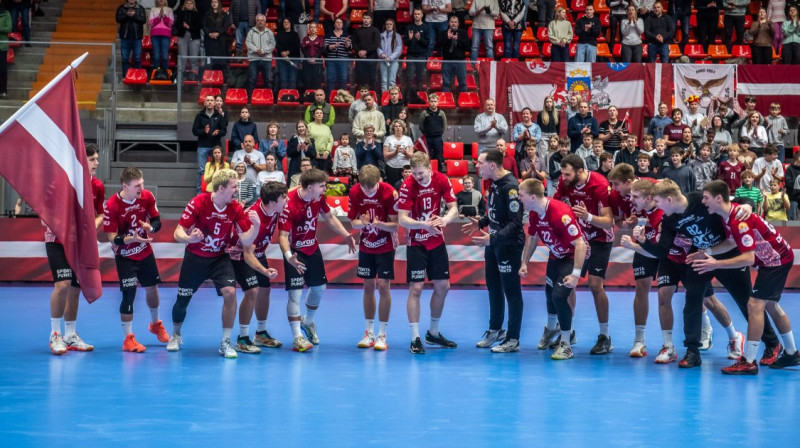 Latvijas vīriešu handbola izlase. Foto: Zigismunds Zālmanis/LHF