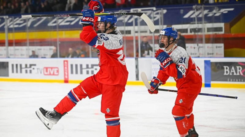Čehijas U18 izlases hokejisti Foto: IIHF