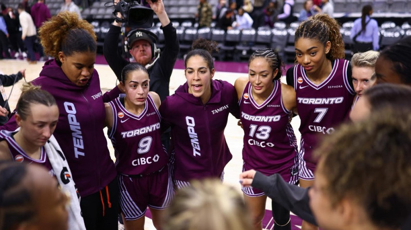 "Toronto Tempo" spēlētājas 2026. gada 29. aprīlī. Foto: WNBA Canada