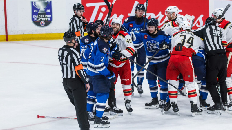 Aina no Manitobas "Moose" un Grandrepidsas "Griffins" cīņas. Foto: Manitoba Moose