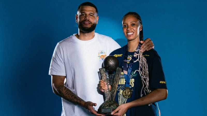 Iliana Rupēra un Matiss Doso-Jovo 2026. gada 19. aprīlī. Foto: EuroLeague Women