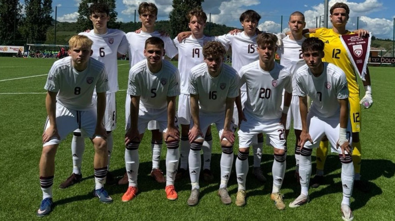 Latvijas U19 izlases futbolisti Foto: LFF