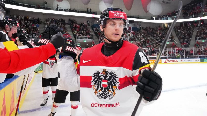 Austrijas izlases spēlētājs Tims Hārnišs. Foto: Andre Ringuette/IIHF