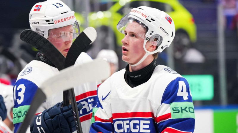 Tīnuss Koblars, Norvēģijas 18 gadus vecais hokejists, savas izlases rezultatīvākais spēlētājs. Foto: Matt Zambonin/IIHF