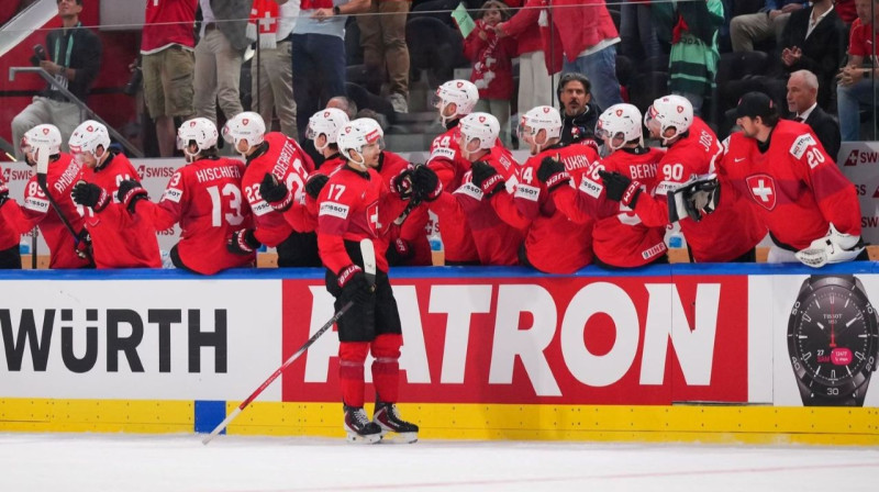 Šveice uzvarā pret Norvēģiju. Foto: IIHF