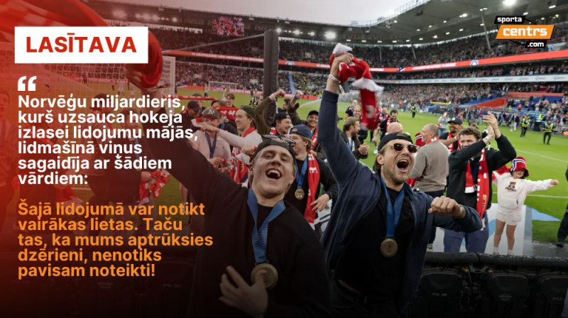 Norvēģijas hokejisti "Ullevaal" stadionā Norvēģija-Zviedrija futbola izlašu spēles pārtraukumā. Foto: Frank Karlsen/Dagbladet